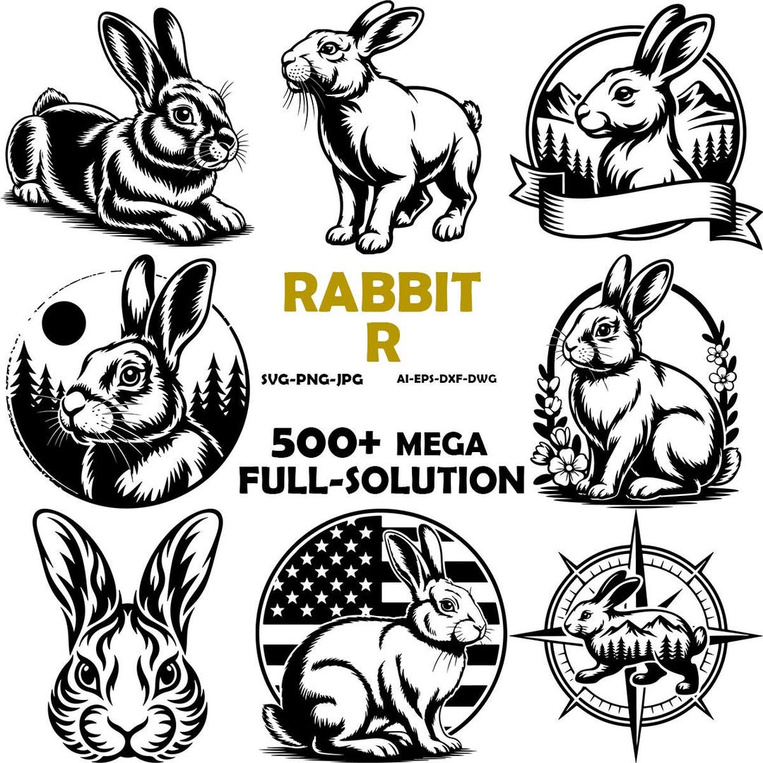 Rabbit SVG Bundle, Bunny Shape SVG , Rabbit Clipart, Rabbit SVG Cut ...