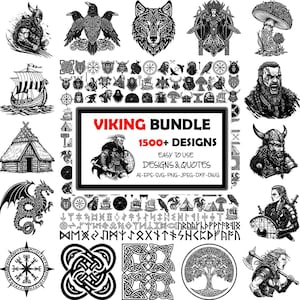 Ultimate Viking SVG PNG Bundle 1500 Vector Files for Laser Cutting, Cricut, Crafting, Tattoos etc! Norse Gods, Celtic Knots, Commercial Use