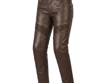 Men’s Motorcycle Leather Pants Biker Riding Trousers Touring Cruiser Street Wear