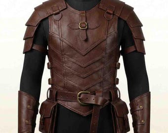 Conjunto de armadura de cuero de pecho medieval para hombre – Cosplay LARP