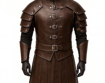 Traje de armadura medieval de cuero para hombre – Conjunto de armadura de caballero y vikingo para LARP y cosplay.