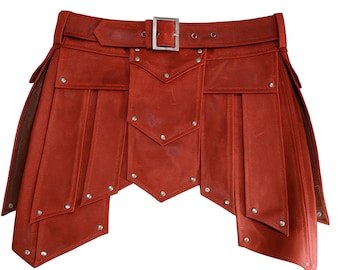 Falda escocesa de cuero personalizada para hombre: falda medieval para cosplay LARP, atuendo para festivales renacentistas, disfraz de fantasía vikinga