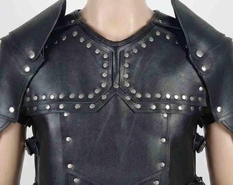 Armadura de pecho medieval de cuero – Disfraz hecho a mano para cosplay, LARP, guerrero y fantasía.