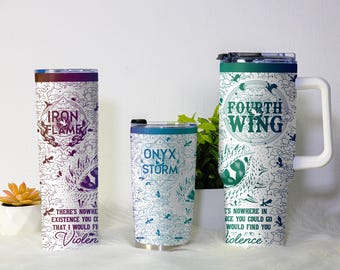 Fourth Wing Onyx Storm Tumbler | Iron Flame Mug | Fantasy Dragon Gift | 40oz Bookish Cup | Fourth Wing Merch | Coffee Tumbler