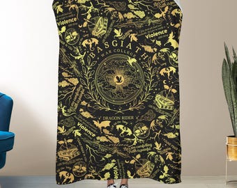 Fourth Wing Fleece Blanket | Basgiath Dragon Rider Blanket | Onyx Storm Inspired Cozy Throw | Fantasy Dragon Decor | Bookish Reader Gift