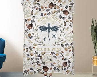 Vierde vleugeldeken, fantasie drakenfleeceworp, gezellige leesgrage deken, vierde vleugeldeken, drakendeken, cadeaus boekenliefhebber