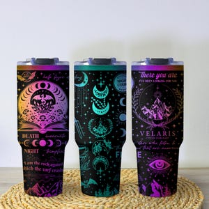 Velaris Tumbler ACOTAR Mug, Fourth Wing Fantasy Cup, Bookish Coffee Tumbler 20oz 40oz, Ombre Drinkware for Bookish Readers and Gift