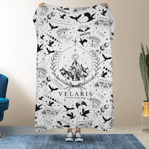 Velaris-deken, deken vierde vleugel, merchandise vierde vleugel, drakendeken, fleecedeken fantasieboek, cadeau boekenliefhebber