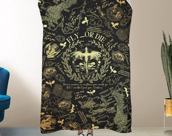 Fourth Wing Fleece Blanket | Dragon Rider Blanket | Fly or Die Fantasy Throw | I Am The Storm Cozy Fleece | Bookish Gift Decor