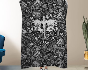 Fourth Wing Blanket, Fourth Wing Merch, Fantasy Dragon Fleece Throw, Cozy Blanket Decor, Bookish Blanket, Fourth Wing Gifts