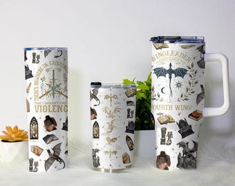 Vierde vleugel Iron Flame Tumbler, Basgiath Dragon Rider-beker, fantasie roestvrijstalen koffiebeker, leesgrage bekercadeau