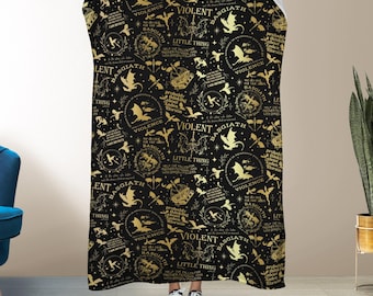 Fourth Wing Fleece Blanket, Home Decor Iron Flame Blanket, Cozy Dragon Fleece Throw, Fantasy Bookish Blanket, Book Lover Gift