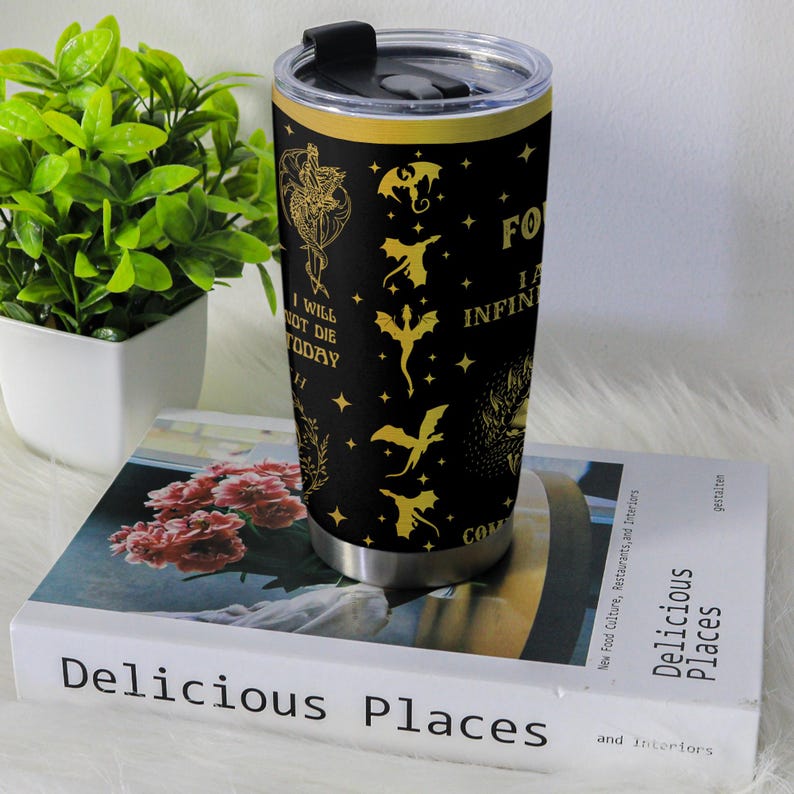 Fjärde vingen-mugg, järnflammamugg, basgiathkrigets universitetsmugg, fantasy-boklig rostfri kaffemugg present bild 9