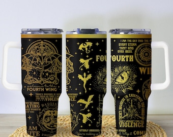 Fourth Wing Tumbler, Iron Flame Mug, Basgiath War College Cup, Fantasy Bookish Stainless Coffee Tumbler Gift