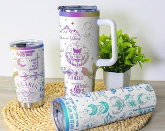 Throne of Glass Tumbler, Velaris Fantasy Cup, Acotar Bookish Mug, City of Starlight Gift, Stainless Coffee Tumbler, Book Lover Gift