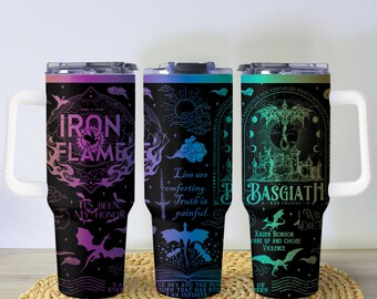 Fourth Wing Iron Flame Tumbler, Basgiath War College Fantasy Cup, Stainless Coffee Tumbler, Bookish Gifts