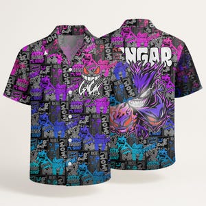 gengar dress shirt HYBRID APPAREL - Pokmon - Gengar Manga - Men's Short Sleeve Graphic T-Shirt  Cream