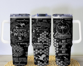 Fourth Wing Tumbler, Iron Flame Mug, Basgiath War College Cup, Fourth Wing Gifts, Fantasy Stainless Coffee Tumbler, Bookish Tumbler Gifts