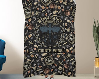 Fourth Wing Fleece Blanket, Fourth Wing Merch, Fantasy Dragon Fleece Throw, Cozy Bookish Blanket, Fourth Wing Decor, Book Lover Gifts