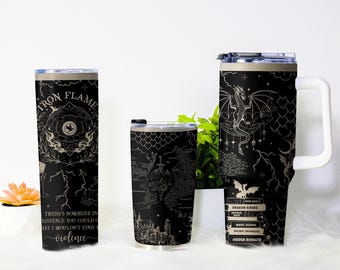 Iron Flame Tumbler, Fourth Wing Dragon Cup, 40oz Stainless Coffee Mug, Bookish Gift for Readers, Fantasy Dragon Rider Insulated Tumbler