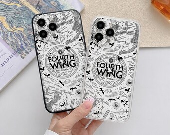 Funda para teléfono Fourth Wing, diseño de jinete de dragón, portada de libro de fantasía para iPhone y Samsung Pixel, minimalista, regalo para lectores amantes de los libros, merchandising de Fourth Wing.