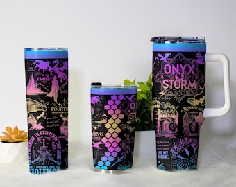 Onyx Storm Tumbler, The Empyrean Dragon Cup, Fourth Wing Fantasy Gift, 40oz 30oz 20oz Stainless Coffee Tumbler for Book Lovers