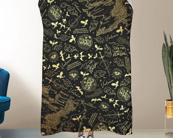 Fourth Wing Blanket | Fantasy Dragon Map Throw Blanket | Cozy Fleece Bookish Decor | Dragon Lover Gift | Reader Home Blanket