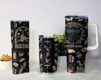 Fourth Wing Tumbler, Basgiath War College Cup, Fantasy Dragon Rider Coffee Mug,  Iron Flame Stainless Tumbler, Fantasy Bookish Gift