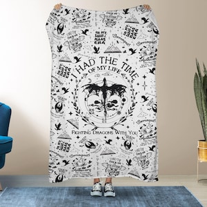 Vierde vleugel fleecedeken, fantasie drakenworp, Acotar decor drakendeken, boekenliefhebber leesdeken, uniek fandomcadeau