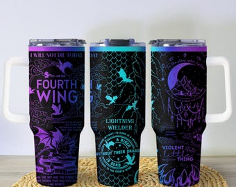 Vaso Fourth Wing, taza de café Jinete de Dragón, regalos Fourth Wing, taza de fantasía para amantes de los libros, vaso térmico de viaje, regalos de tazas Fourth Wing