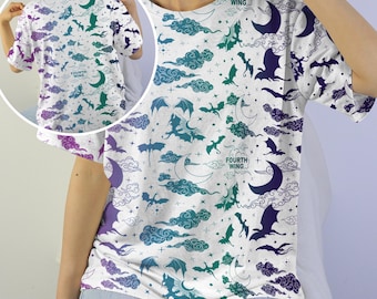 Vierter Flügel Shirt, Fantasy Dragon Shirt, Velaris inspiriert T-Shirt, vierter Flügel Merch, Bücherwurm Shirt, ACOTAR Shirt, Geschenk für Buchliebhaber