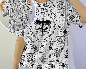 Vierter Flügel Shirt, Bücherwurm Shirt, Drachen T-Shirt, vierter Flügel Merch, Fantasy-Buch-T-Shirt, Velaris Shirt, ACOTAR inspiriert T-Shirt, Geschenke für Buchliebhaber
