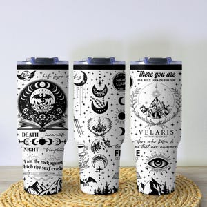 Velaris Tumbler, ACOTAR Inspired Cup, Fourth Wing Fantasy Cup, Bookish Coffee Tumbler 20oz 40oz, Unique Drinkware for Book Lovers Gifts