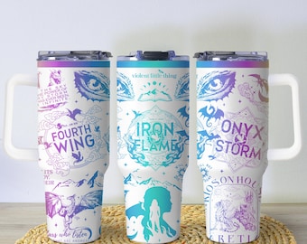 Fourth Wing Tumbler, Iron Flame Mug, Onyx Storm Cup, Fourth Wing Merch, Fantasy 40oz Coffee Tumbler, Fantasy Bookish Gift
