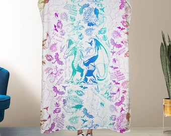 Basgiath War College Fleece Blanket | Fourth Wing Merch | Onyx Storm Blanket | Fantasy Dragon Fleece Throw | Cozy Bookish Gifts
