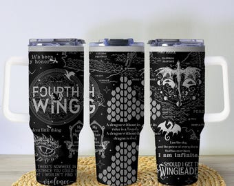 Beker vierde vleugel, beker zwart-witte draken, fantasie leesgrage mok, geïsoleerde koffiebeker, beker vierde vleugel, cadeaus vierde vleugel