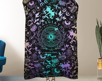 Manta Basgiath / Manta de Jinete de Dragón de la Cuarta Ala / Decoración de fantasía literaria / Regalo acogedor de vellón para amantes de los libros