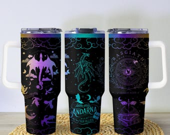 Basgiath War College Tumbler, Fourth Wing Mug, Dragon Fantasy Cup 40oz with Handle, Bookish Coffee Mug, Insulated Gift Idea