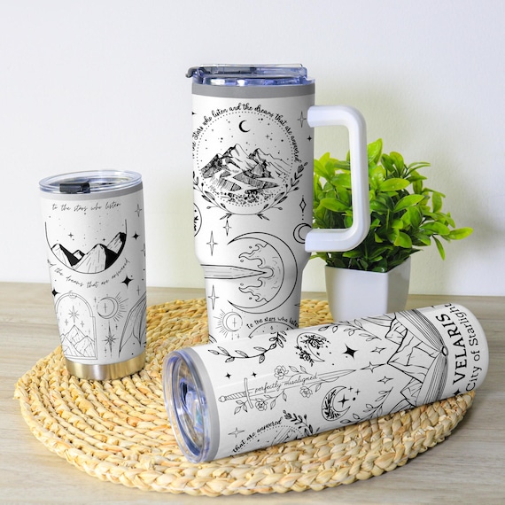 Velaris Tumbler | ACOTAR Fourth Wing Mug | Fantasy Bookish Gift | Book Lover Travel Cup | Celestial Art Coffee Tumbler