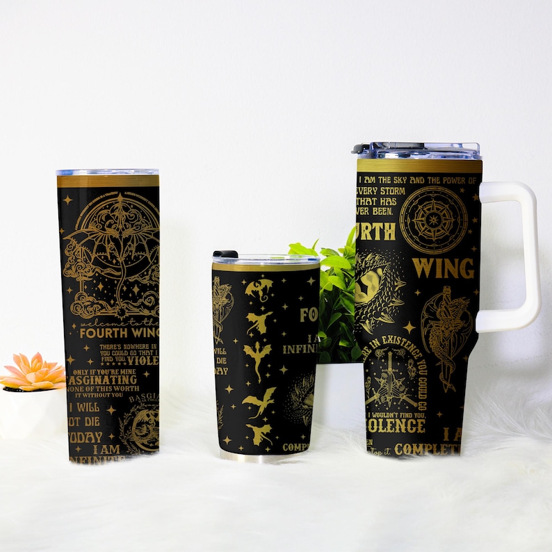 Fjärde vingen-mugg, järnflammamugg, basgiathkrigets universitetsmugg, fantasy-boklig rostfri kaffemugg present bild 5