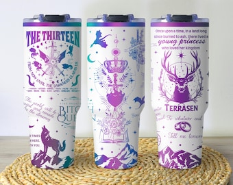 Vaso "Los Trece", vaso "Cuarta Ala" de 40 oz, taza de fantasía de dragón, vaso de café literario, taza térmica, regalo para lectores