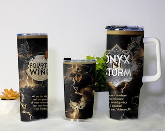 Vierter Flügel Becher | Dark Dragon Fantasy Tasse | Onyx Storm Flamme inspiriert Becher | Geschenk für Bücherlieber