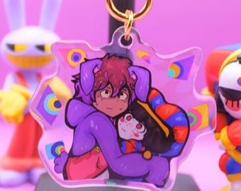 De geweldige digitale holografische circussleutelhanger Jax en Pomni FunnyBunny-sleutelhanger! Jax Abstraction-merchandise The Amazing Digital Circus