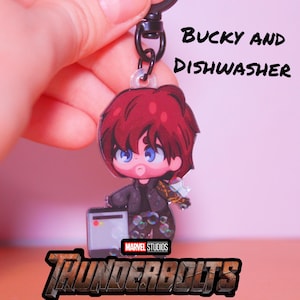 Thunderbolts Bucky Barnes with DishWasher Acrylic Keychain | ThunderBolts  Acrylic Keychain Winter Soldier PREORDER FREE SHIPPING