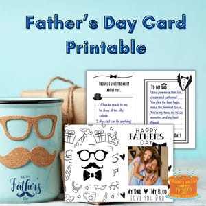 Invulbare Vaderdag-kaart voor kinderen - DIY afdrukbare aandenken cadeau voor papa – pdf direct downloaden, geen voorbereiding nodig