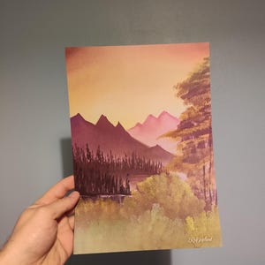 Sonnenuntergang Berg Landschaft Poster, Herbst Wildnis, warme Töne, Natur Wandbild, Küche Dekor by Robert Holland