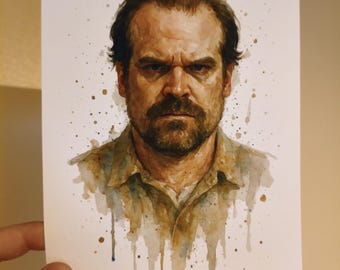 Jim Hopper Watercolor Style Digital Print ( A5 / A4 )