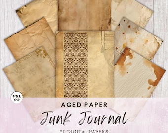 ジャンクジャーナル素材として♪ビンテージ　とても古い書類 古いビンテージ紙、紙のテクスチャ、デジタル紙のテクスチャ