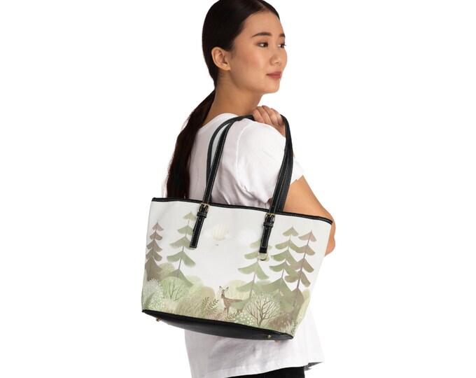Nature-Inspired PU Leather Shoulder Bag | Eco-Friendly Tote for Everyday Use, Gift for Travelers, Stylish Purse for All Occasions, Perfect