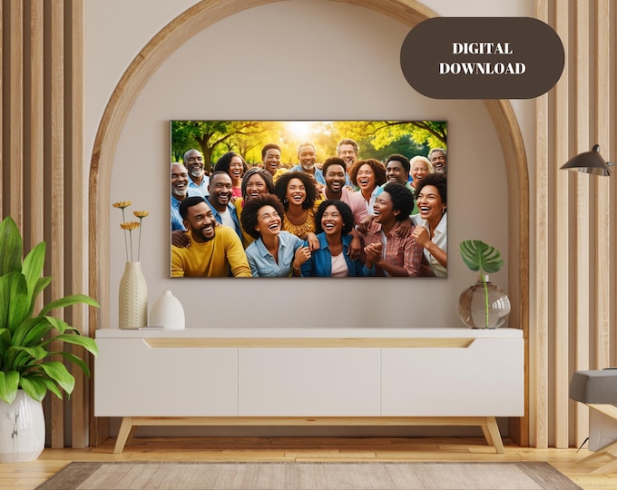 Joyful Digital Art: Vibrant Illustration of Happy People Gathering for Community Celebration